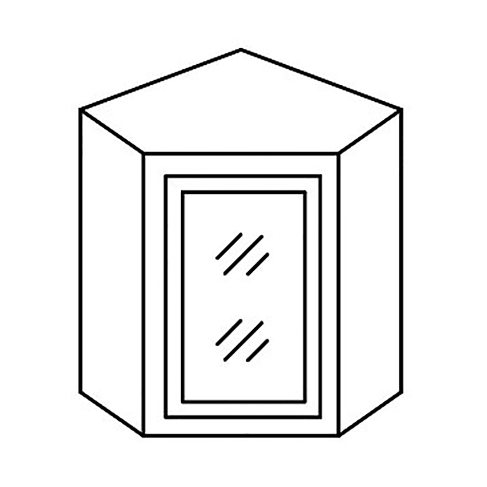 Shaker Gray Wall Diagonal Cabinet with Glass Door@