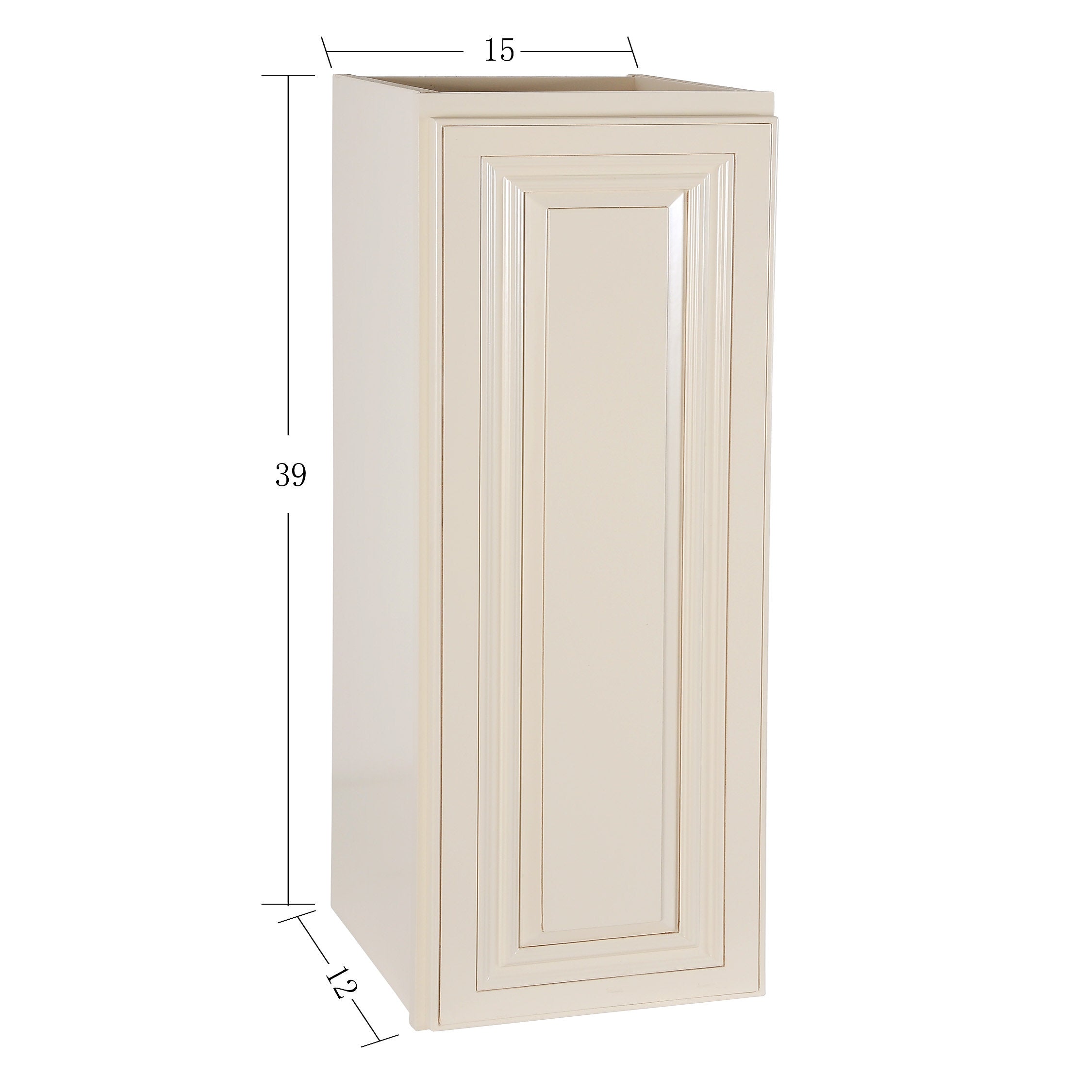 Cream White Single Door Wall Cabinet 12" Deep 39"H@