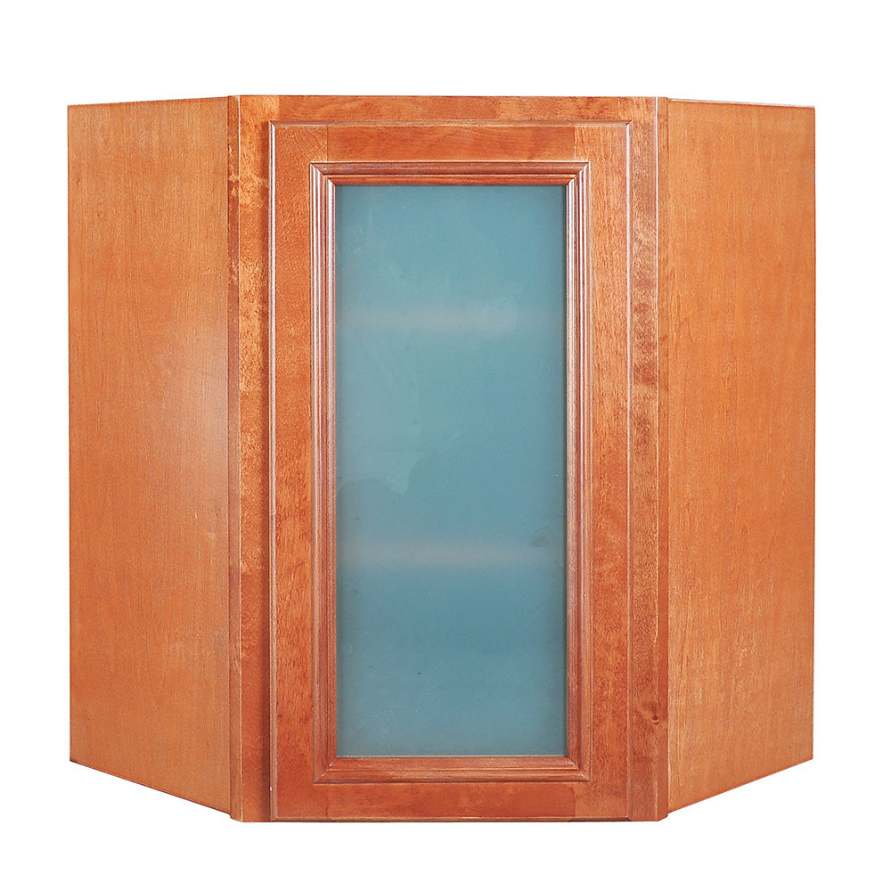 Wine Maple Wall Diagonal Cabinet With Glass Door