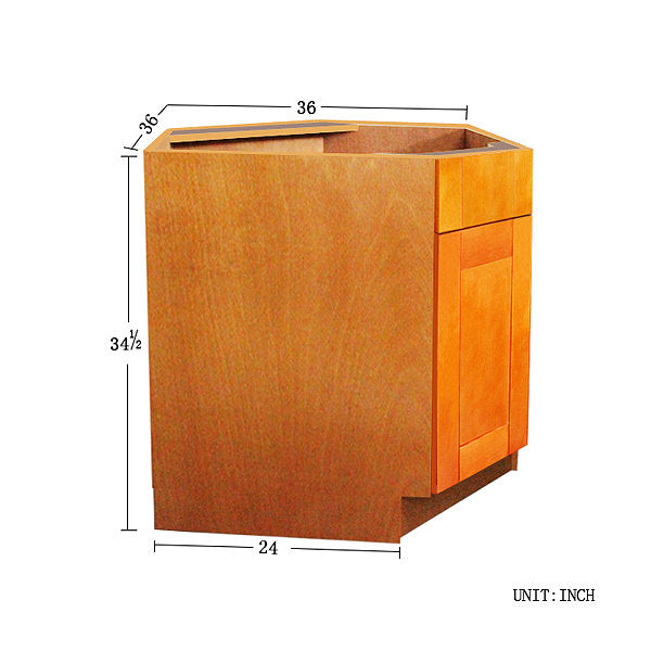 Honey Spice Base Corner Sink Base 36”